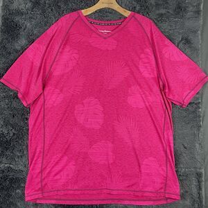 Tommy Bahama Islandzone T-Shirt Men's XXL V-Neck Pink Floral Short Sleeve Beach